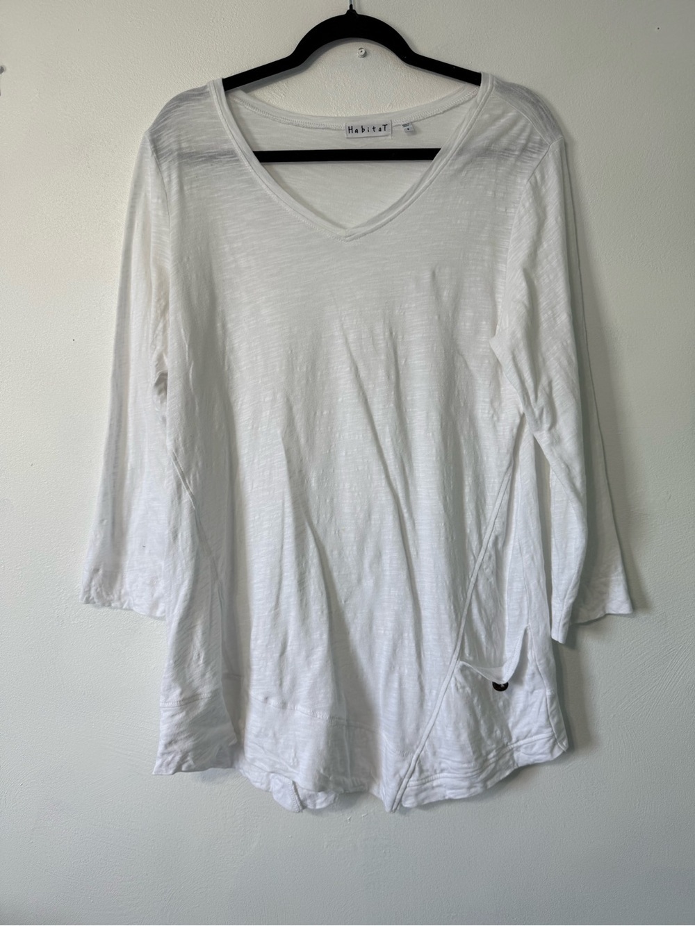 Habitat White V-Neck 3/4 Sleeve Tunic 100% cotton FLAW